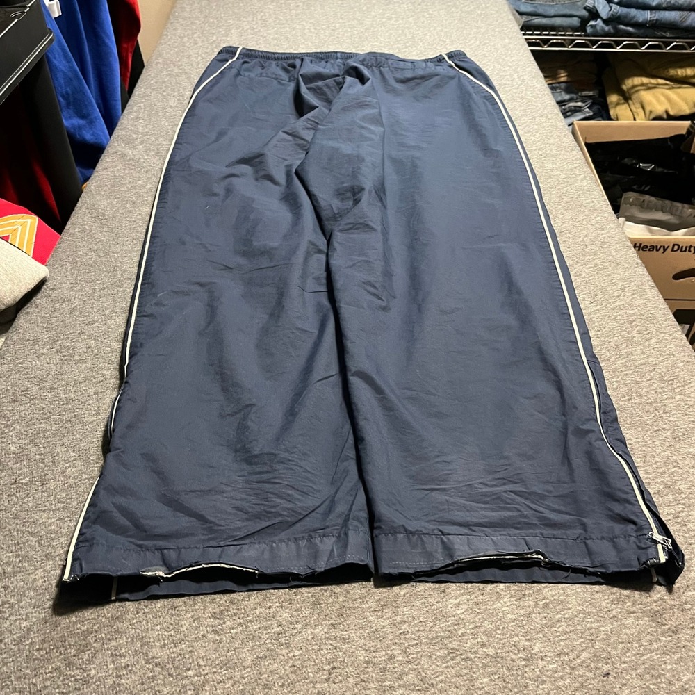 Nike Vintage Track Pants Navy Blue White Piping Mesh Lined XXL Zip Ankle Mens